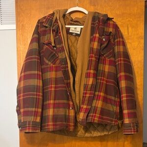 Legendary Men's Plaid Shirt Jacket - Red and Brown